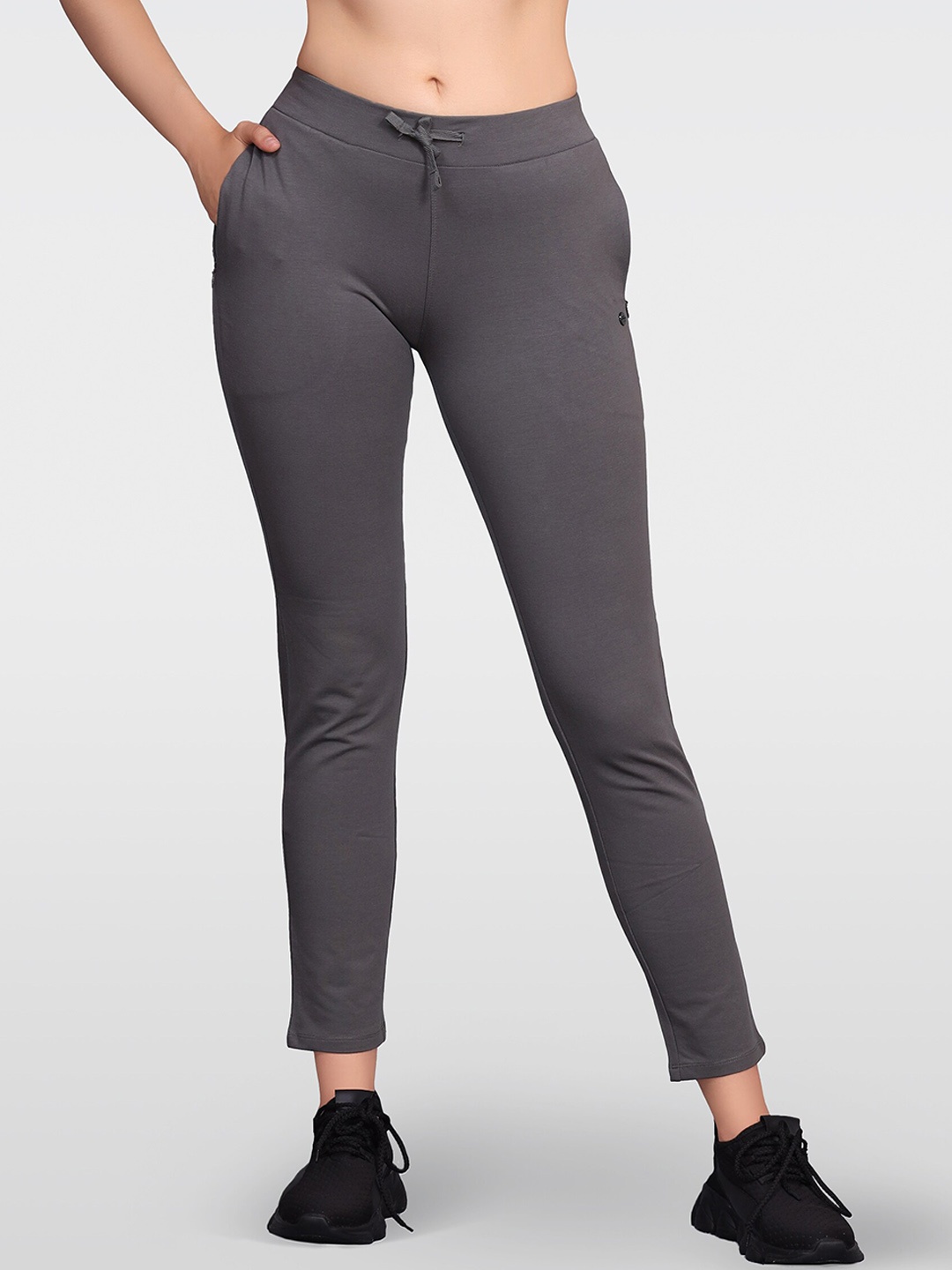 

LAASA SPORTS Women Cotton Ankle-Length Yoga Tights, Black