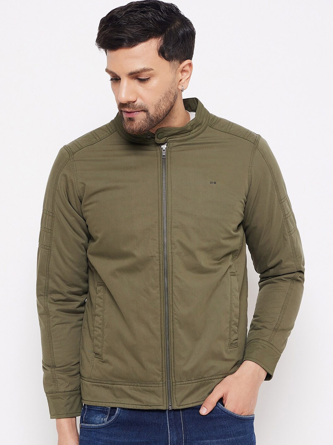 

Okane Stand Collar Bomber Jacket, Olive