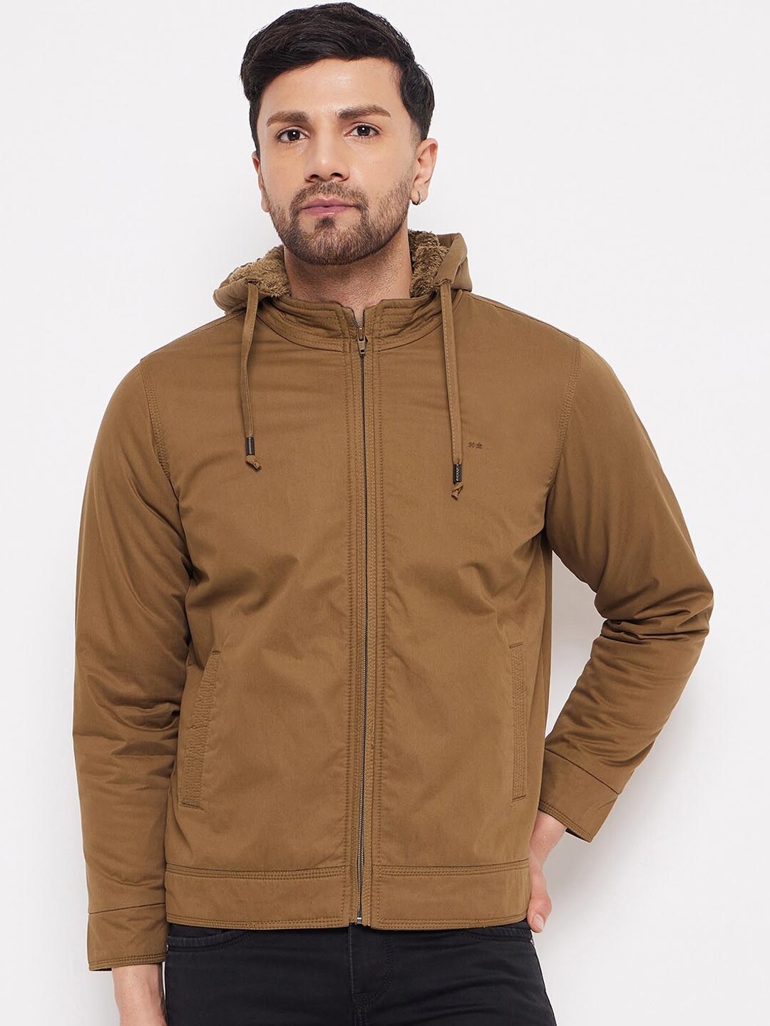 

Okane Hooded Bomber Jacket With Faux Fur Trim, Brown
