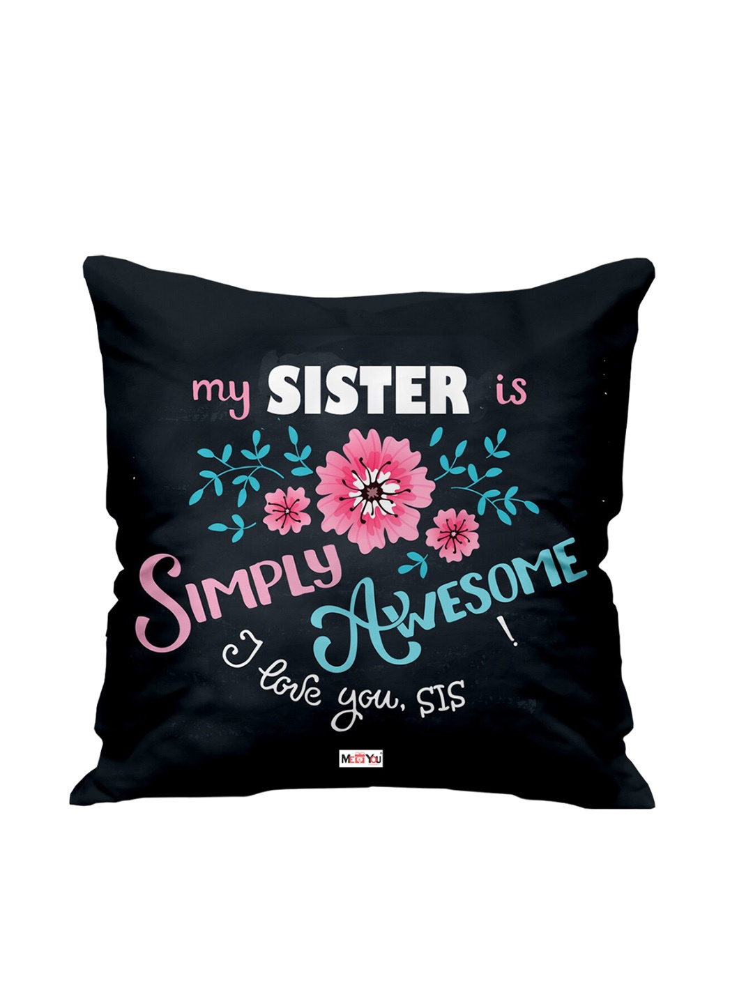 

ME & YOU Black & Pink Printed Square Cushion