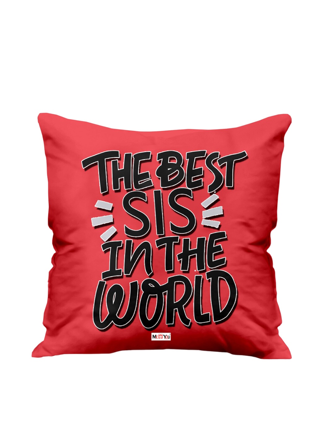 

ME & YOU Red & Black Printed Square Pre-Filled Cushion