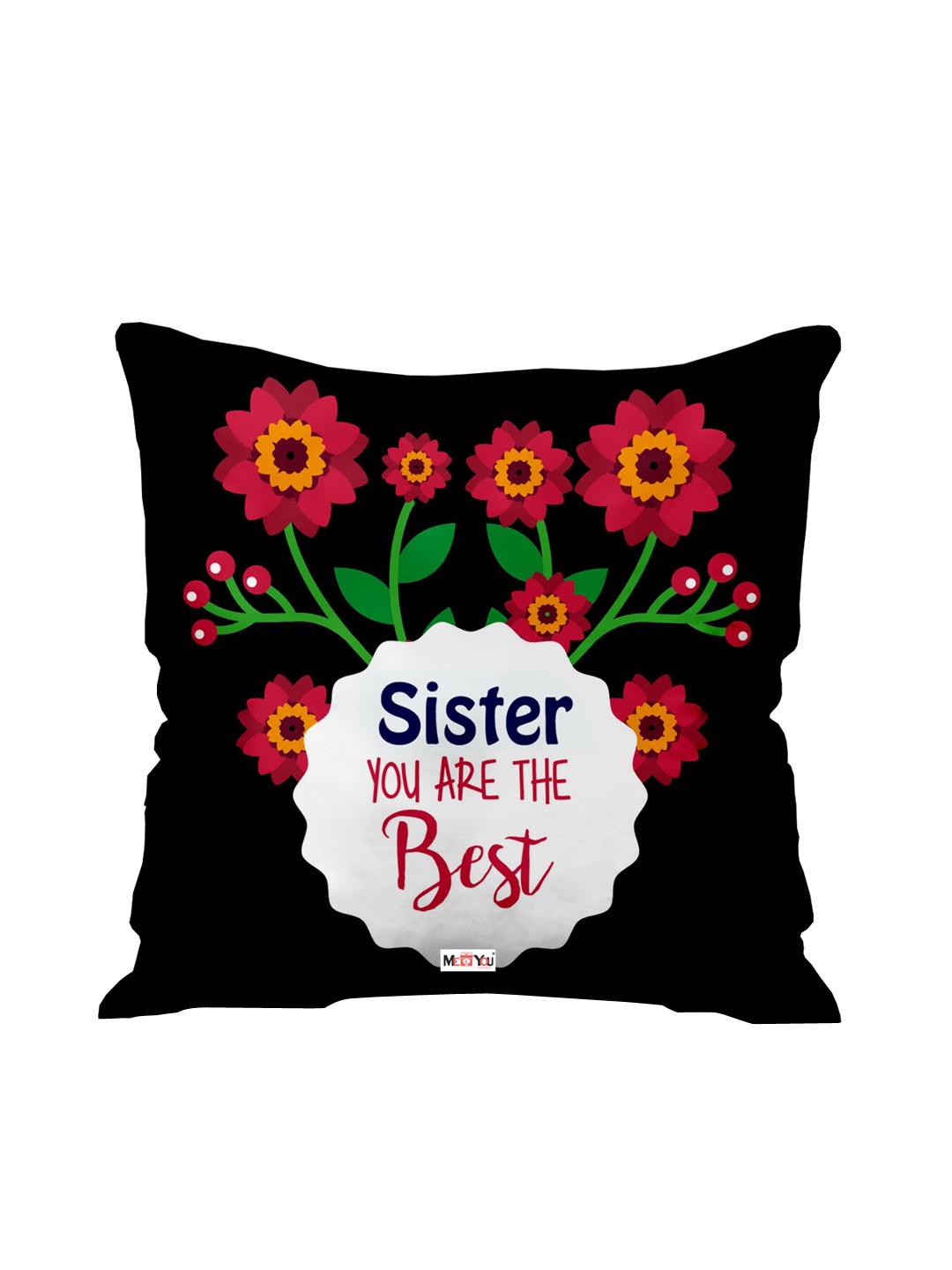 

ME & YOU White & Black Printed Ultra Soft Fibre Pre-Filled Square Cushion