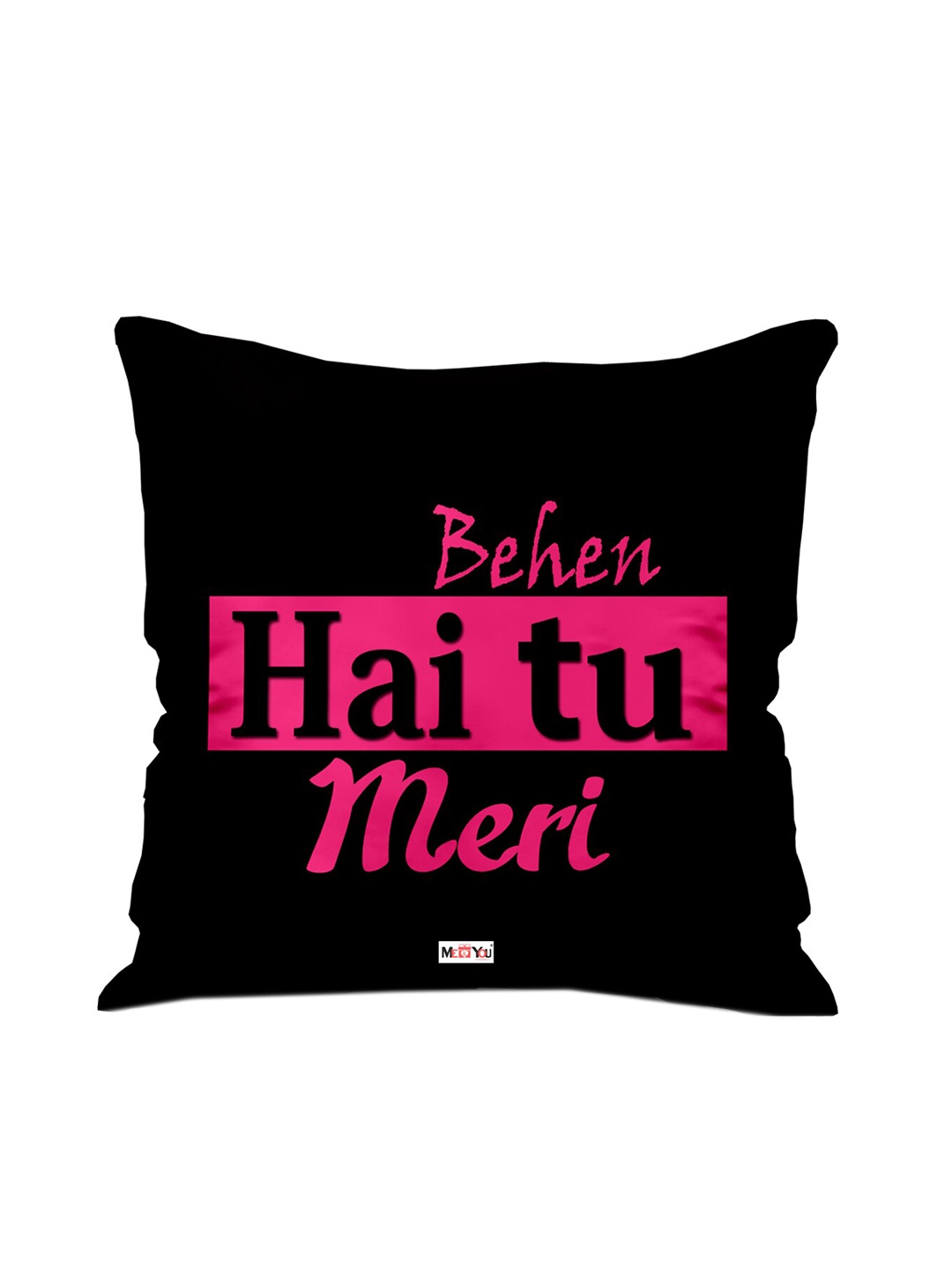 

ME & YOU Black & Pink Printed Square Cushion