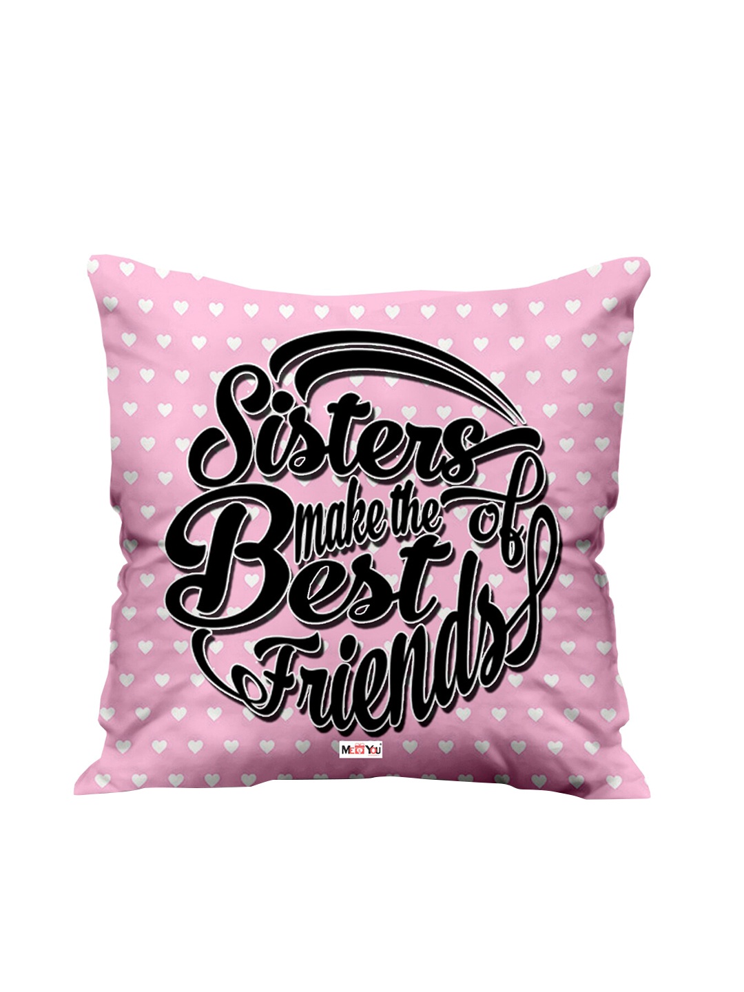 

ME & YOU Pink & Black Printed Fibre Filled Square Cushion