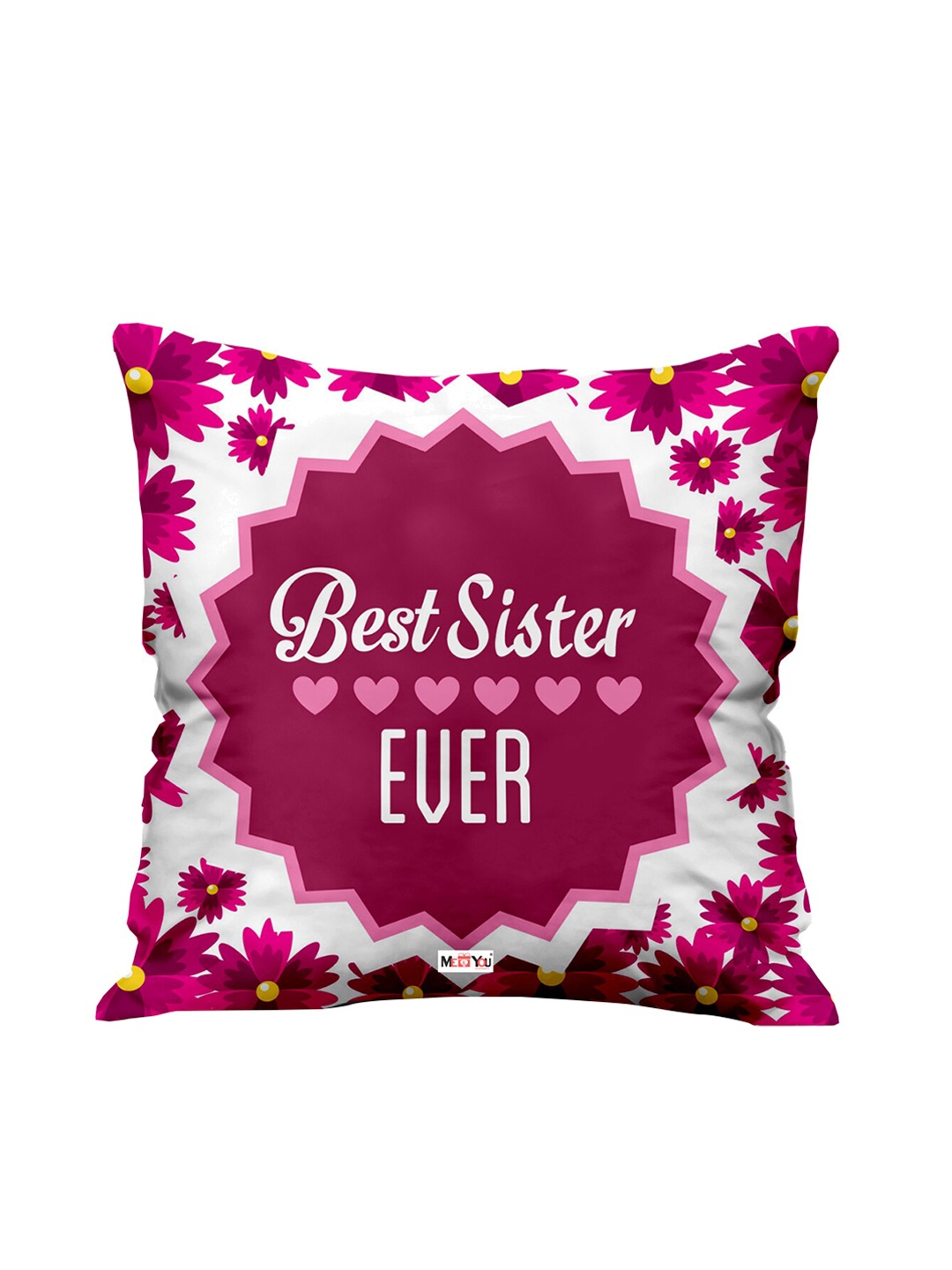 

ME & YOU Pink & White Printed Square Cushion