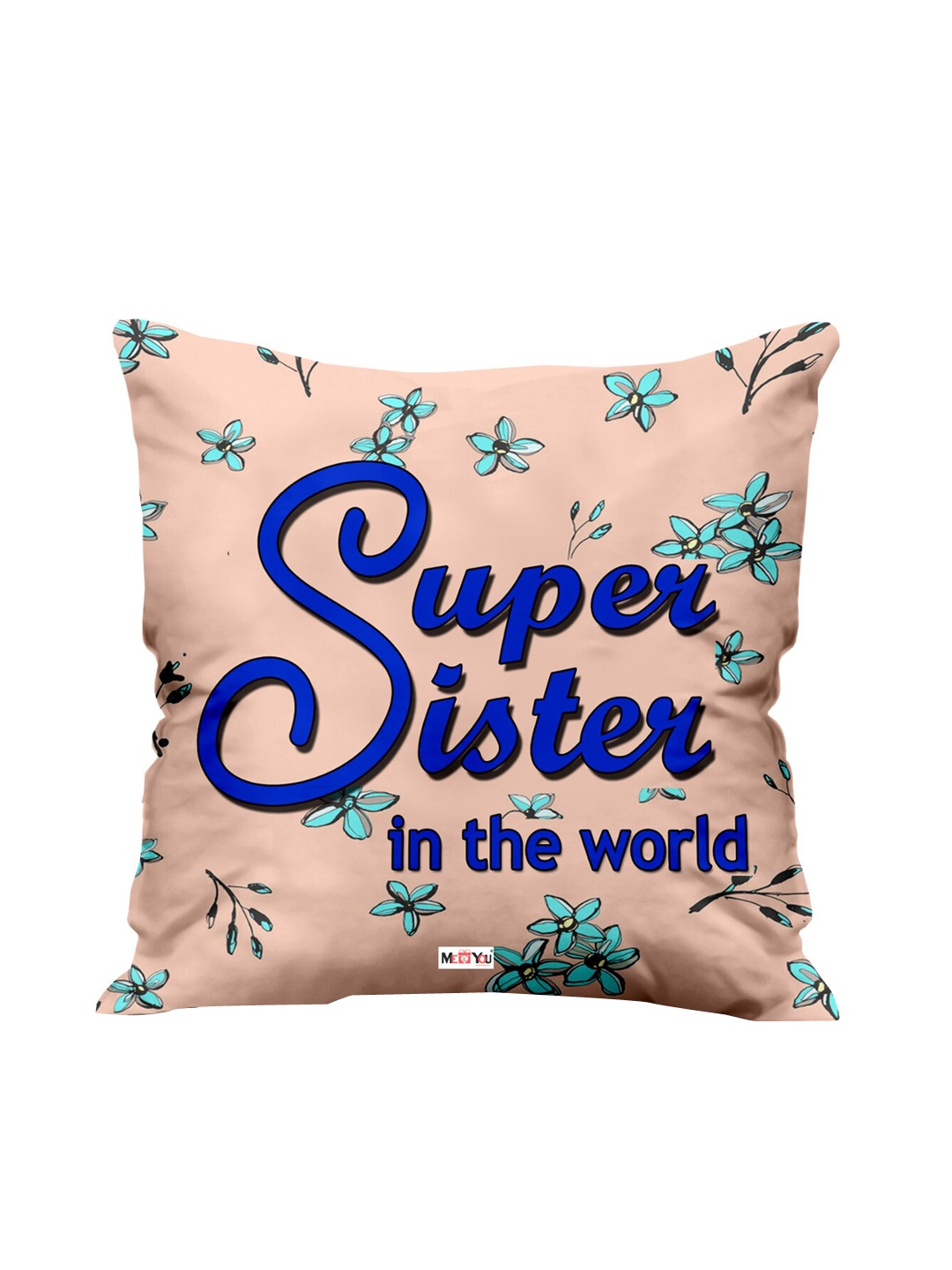 

ME & YOU Peach & Blue Printed Square Cushion