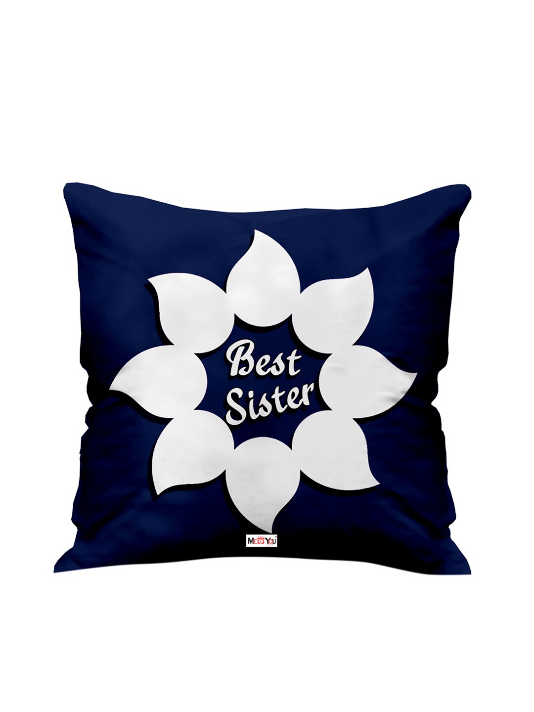 

ME & YOU Blue & White Printed Square Cushion