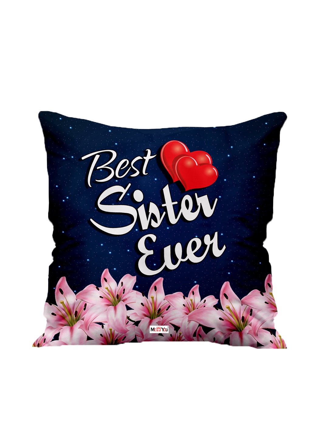 

ME & YOU Blue & White Printed Square Cushion