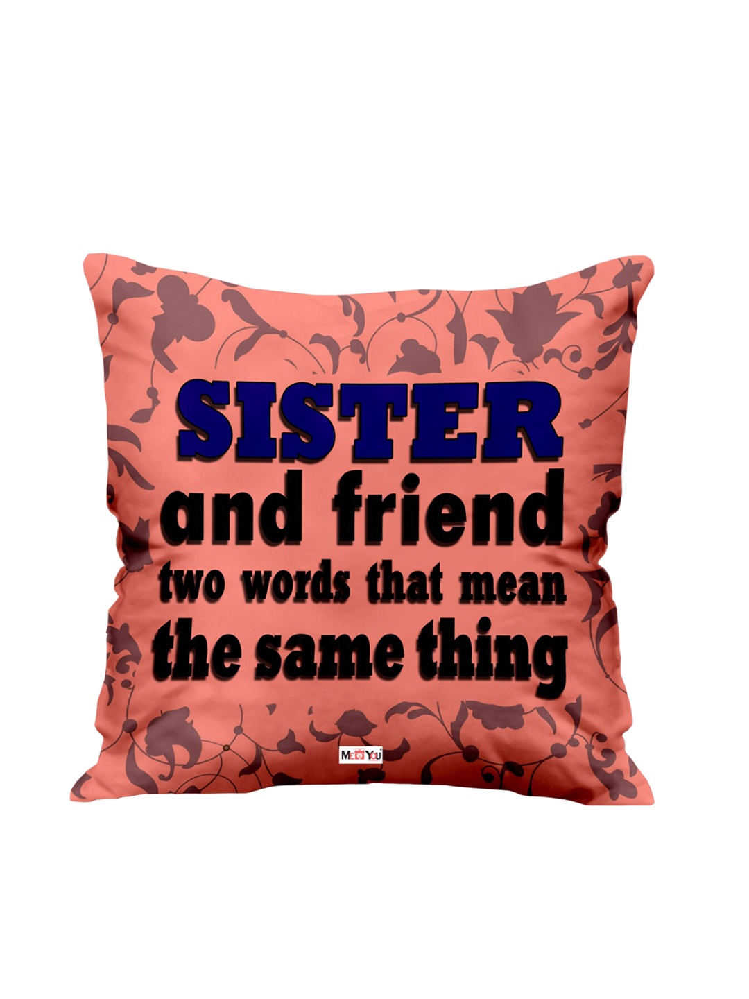 

ME & YOU Peach Coloured & Black Square-Shaped Ultra-Soft Filled Cushion