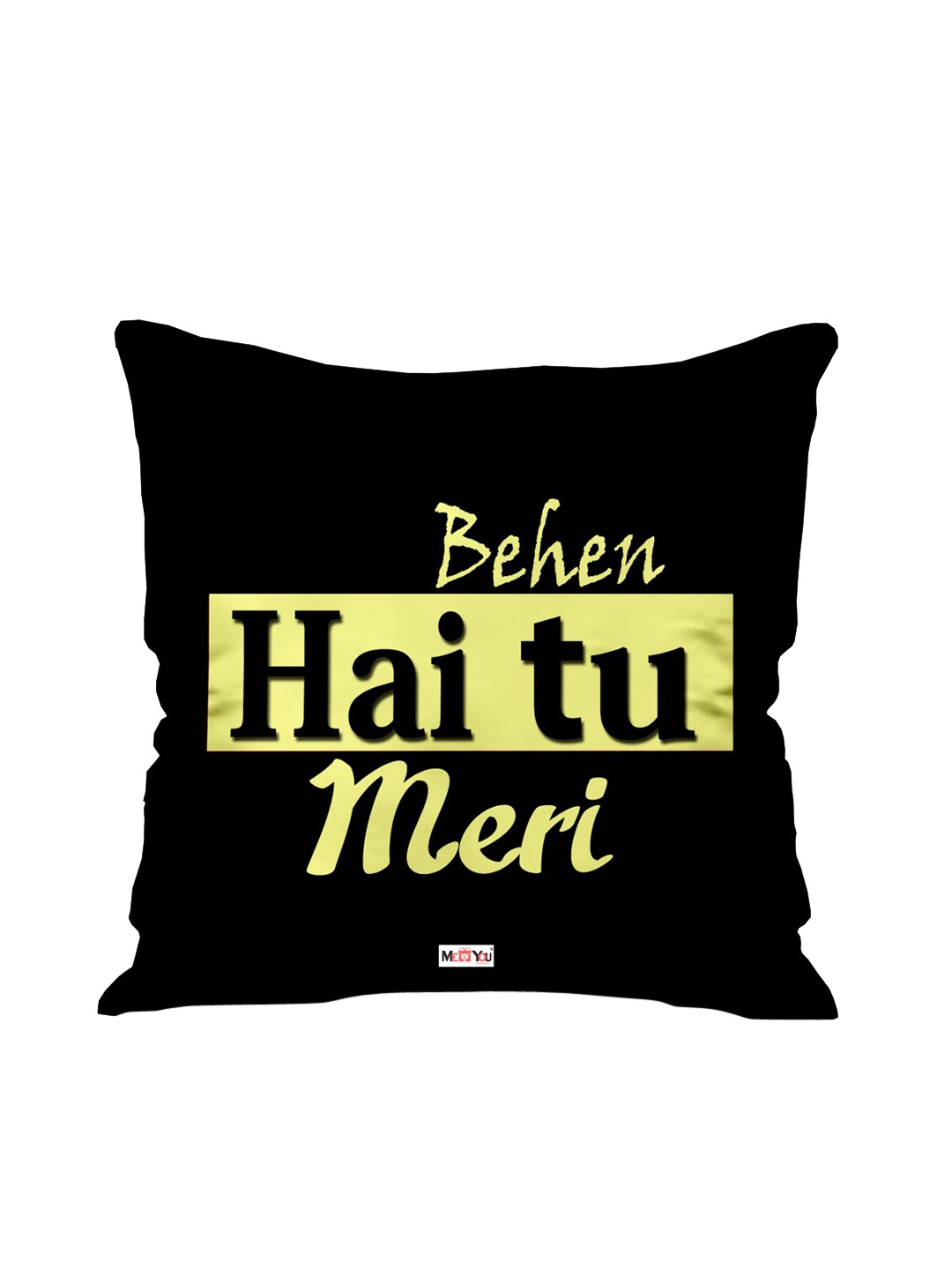 

ME & YOU Black & Yellow Printed Square Cushion