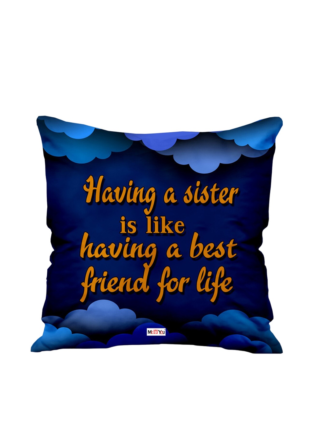 

ME & YOU Blue & Yellow Printed Square Pre-Filled Cushion