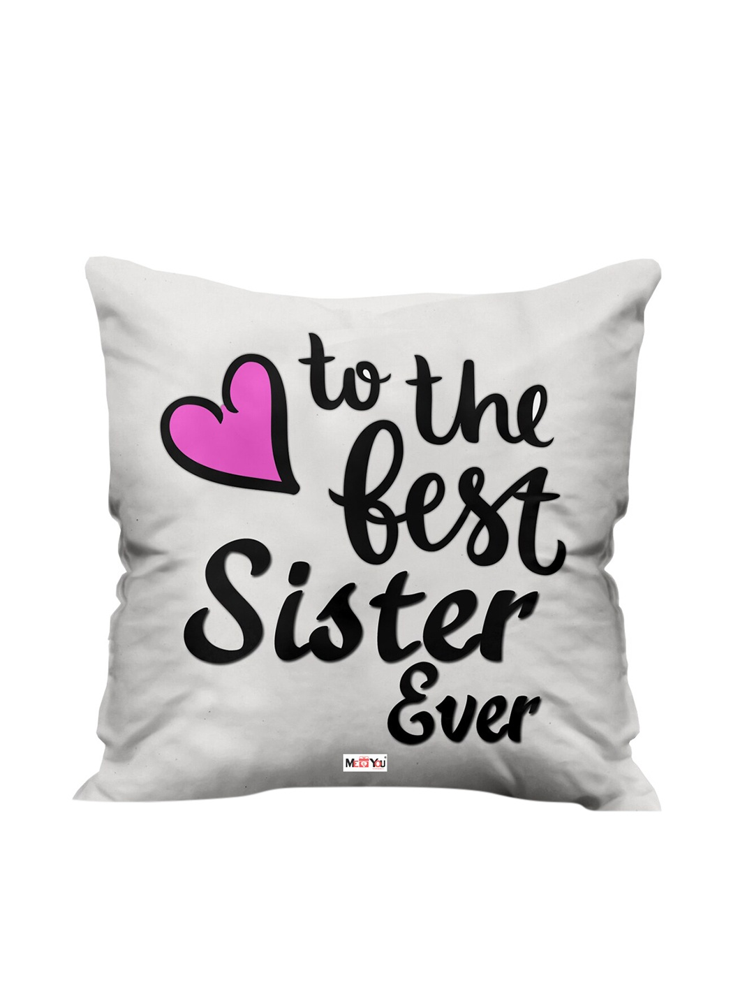 

ME & YOU White Printed Square Cushion