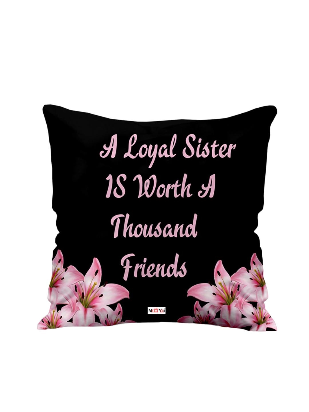 

ME & YOU Black & Pink Printed Square Cushion