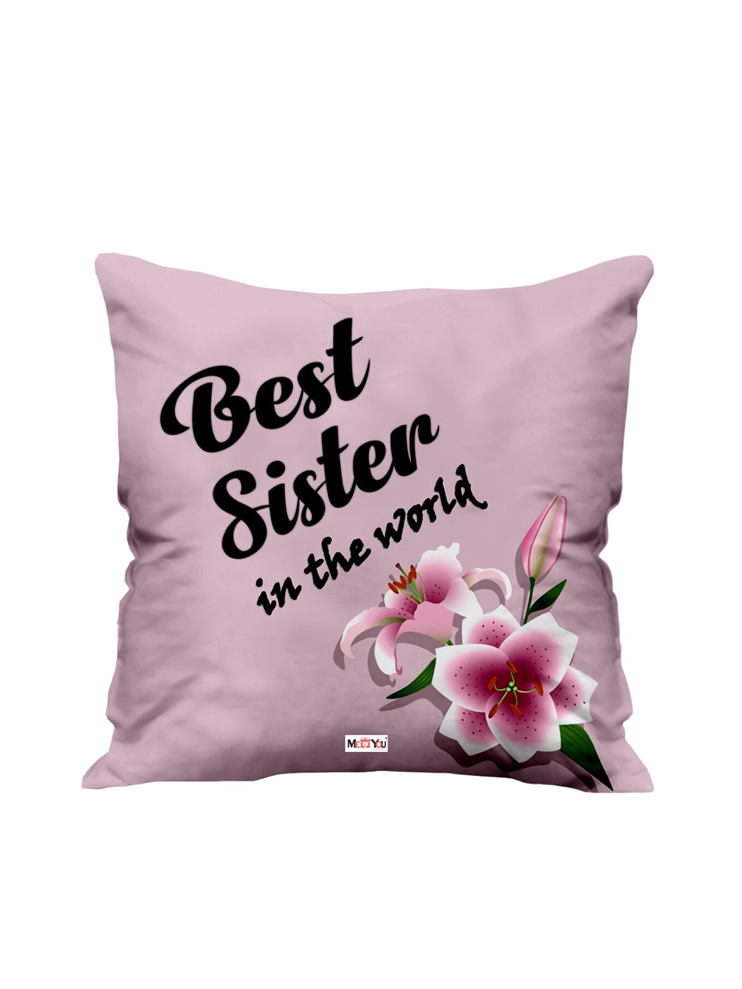 

ME & YOU Best Pink & Black Printed Square-Shaped Ultra-Soft Filled Cushion