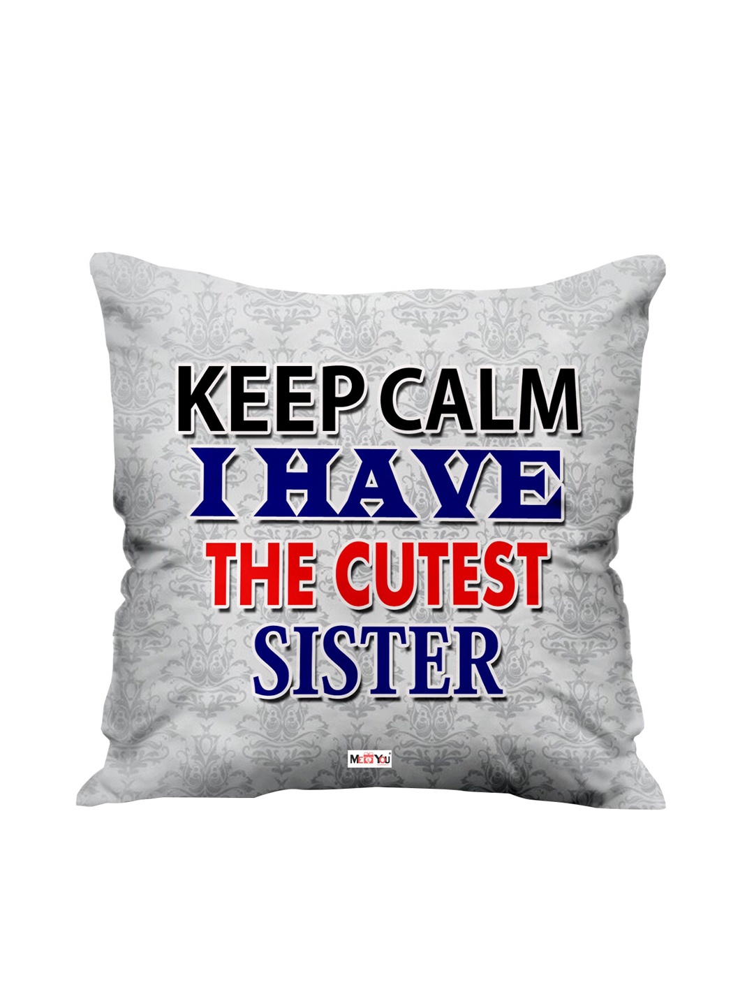 

ME & YOU Grey & Blue Printed Square Cushion