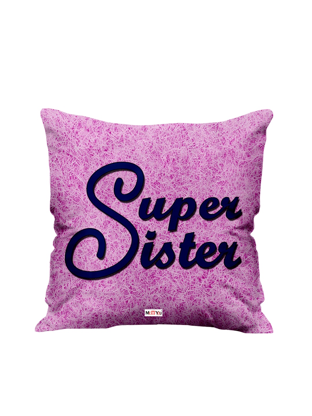 

ME & YOU Pink & Navy Blue Printed Fibre Filled Square Cushion