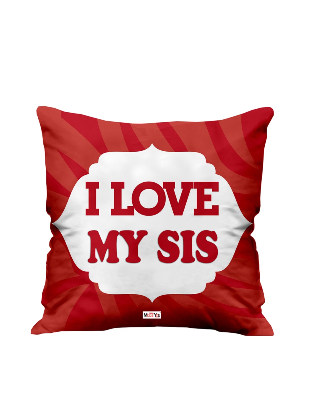 

ME & YOU Red & White Printed Square Cushion