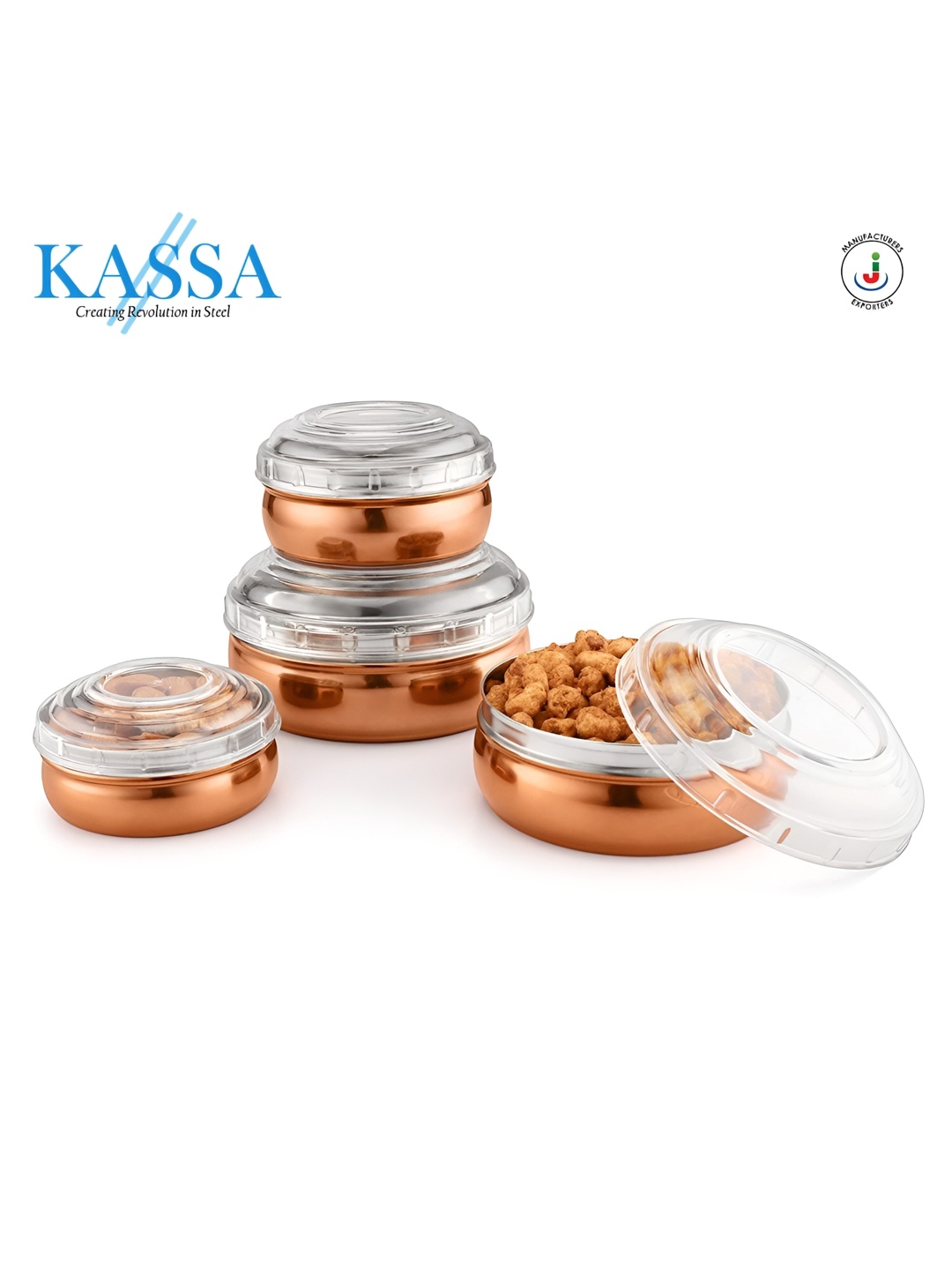 

KASSA Belly Copper-Toned 4 Pieces Stainless Steel Dishwasher Food Container