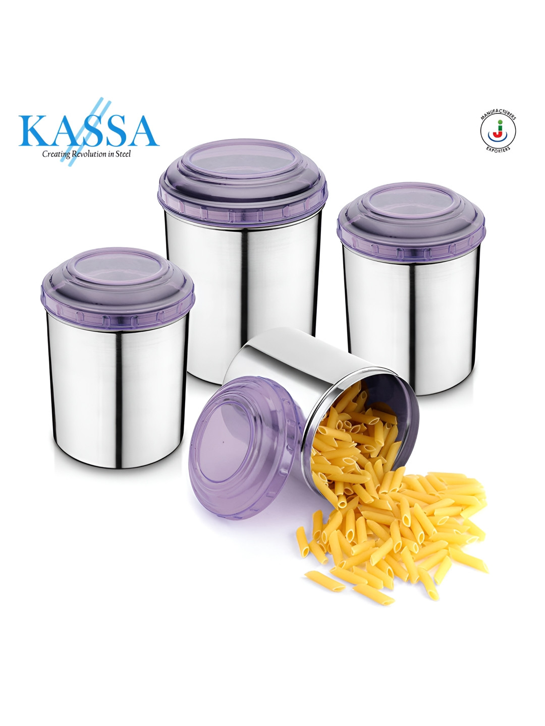 

KASSA Purple 4 Pieces Stainless Steel Dishwasher and Microwave Safe Food Container