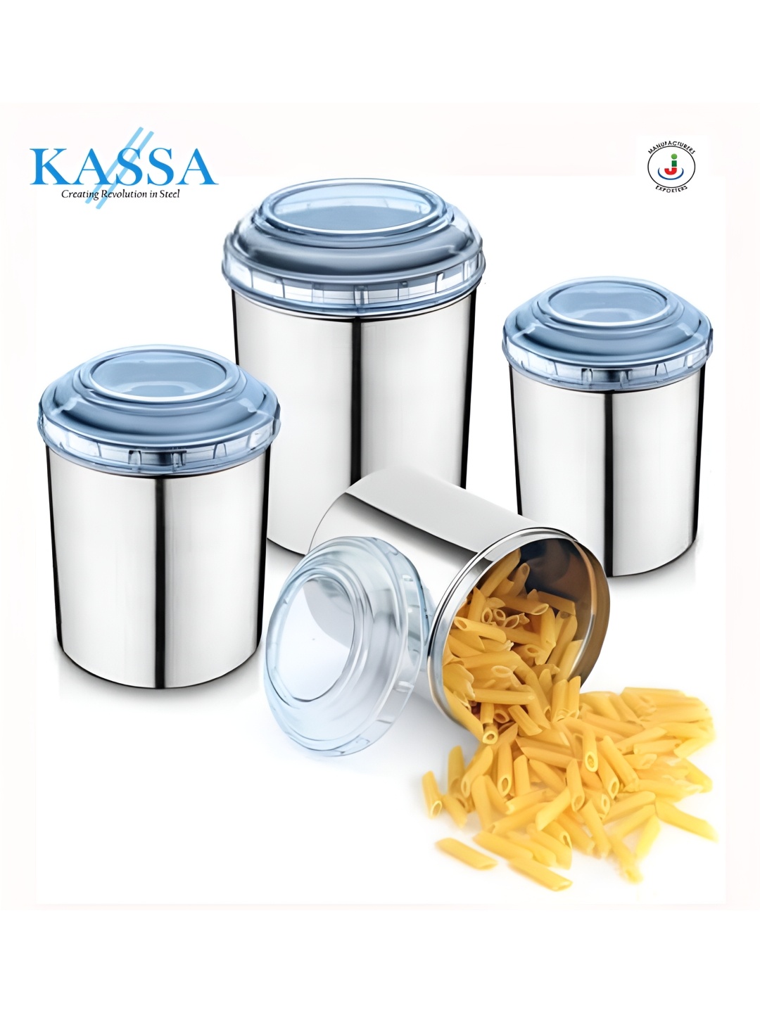 

KASSA Blue 4 Pcs Stainless Steel Dishwasher and Microwave Safe Core Food Containers