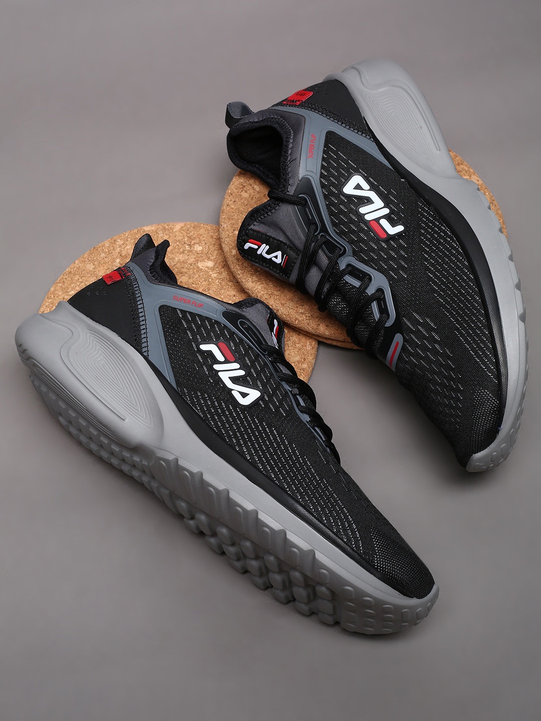 

FILA Men Super Mesh Textured Comfort Insole Sneakers, Black