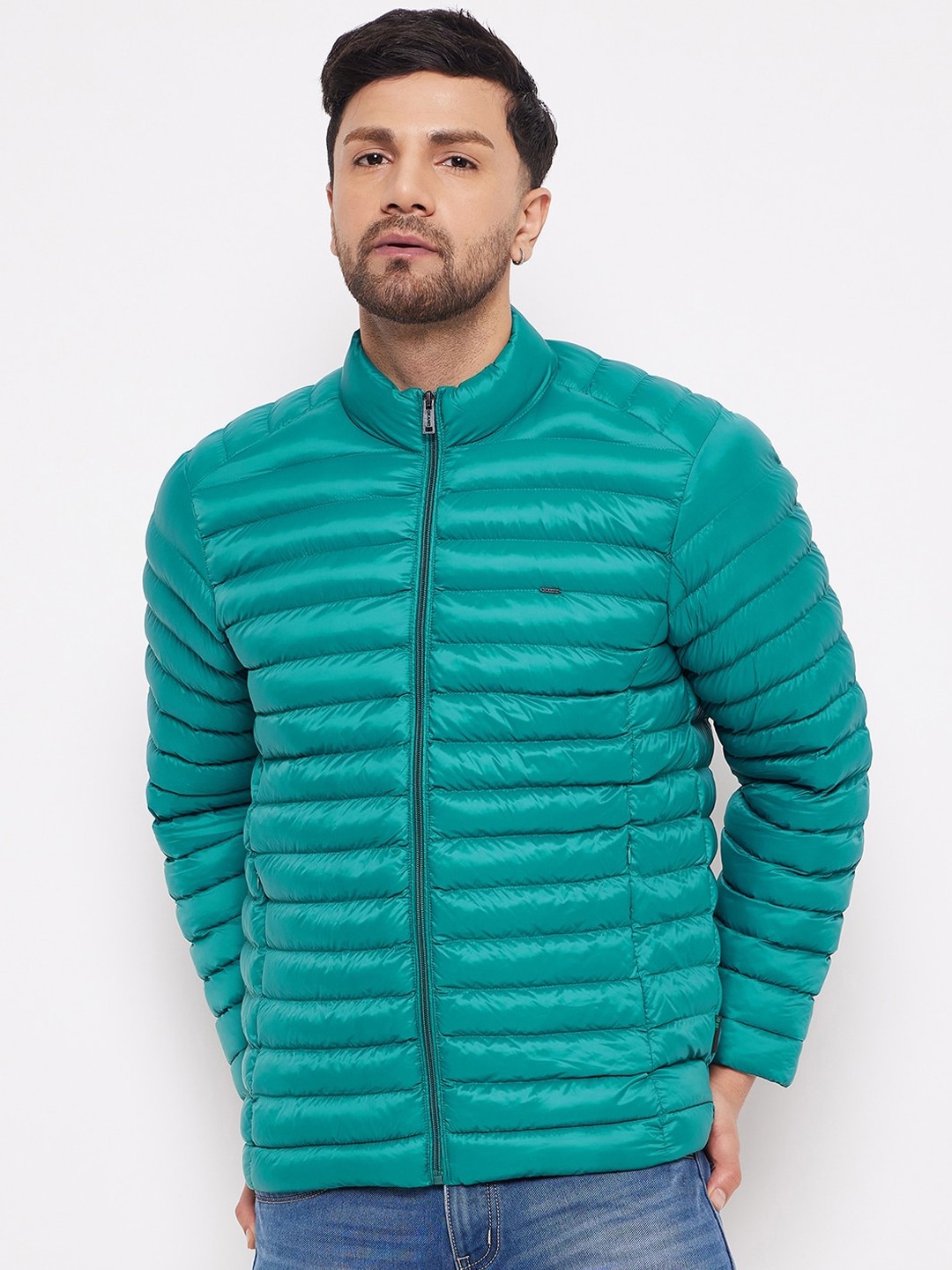 

Okane Mock Collar Lightweight Puffer Jacket, Teal