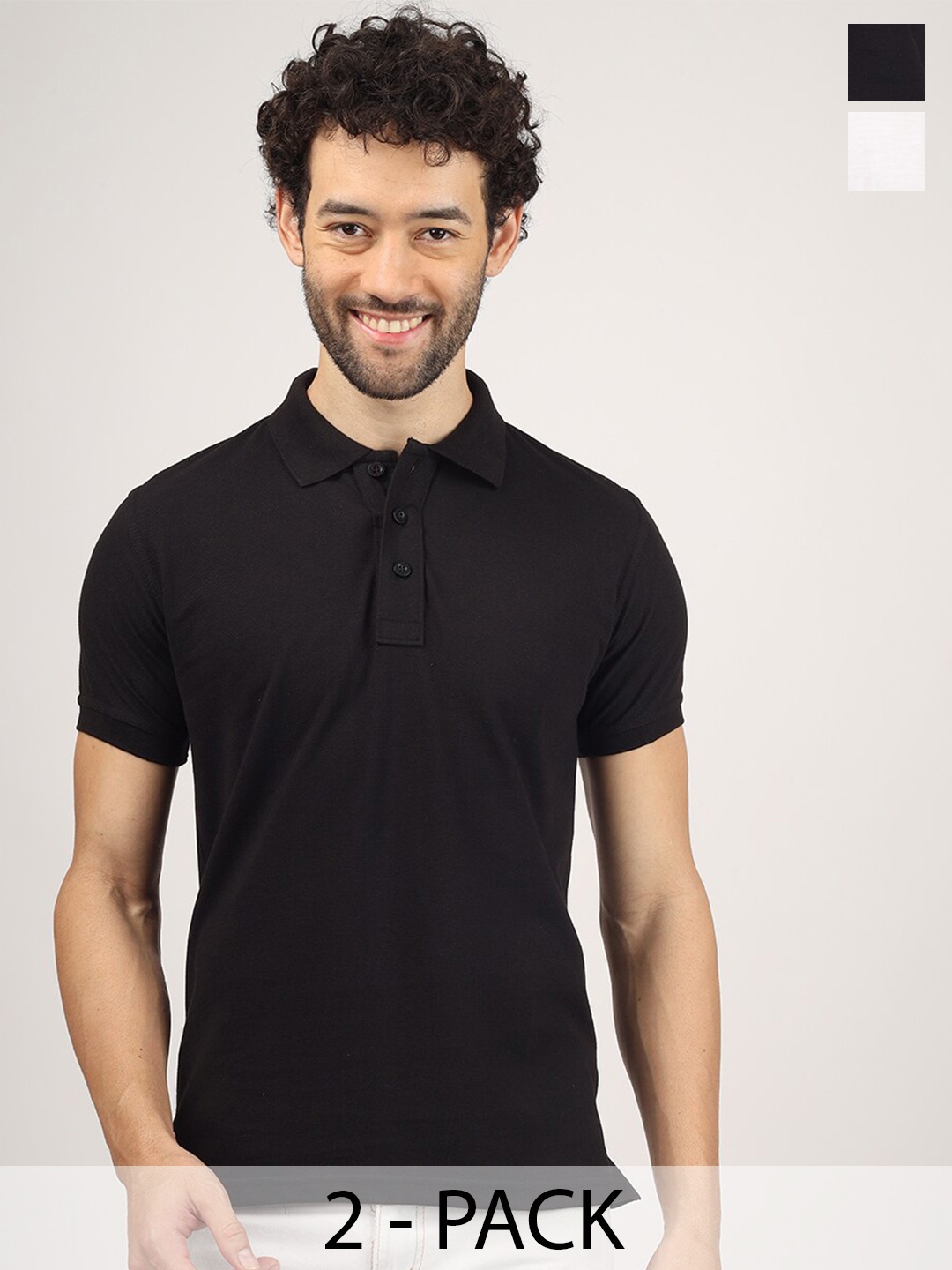 

Greylongg Pack Of 2 Polo Collar T-shirt, Black
