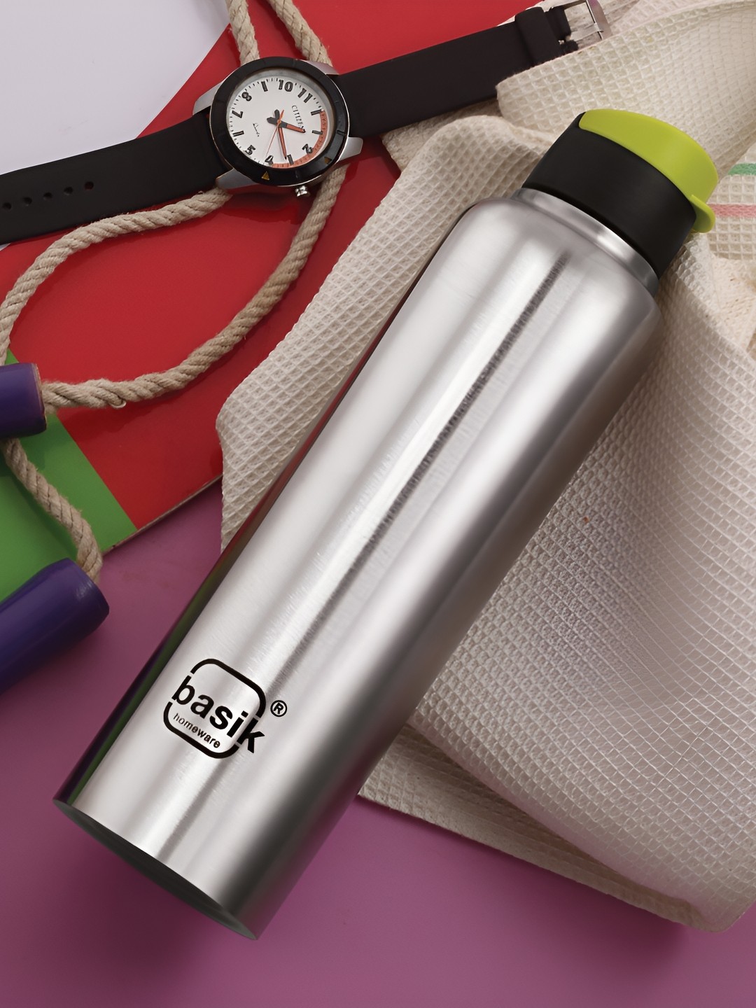 

BASIK Aqua Bot 1000 Green Single Stainless Steel Water Bottle 950 ML