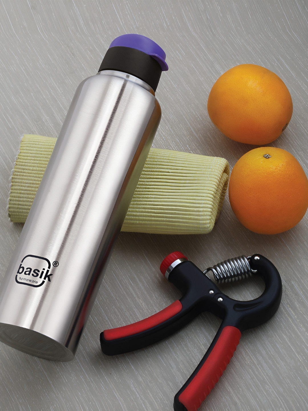 

BASIK Purple Printed Single Stainless Steel Water Bottle 950 ml, Silver