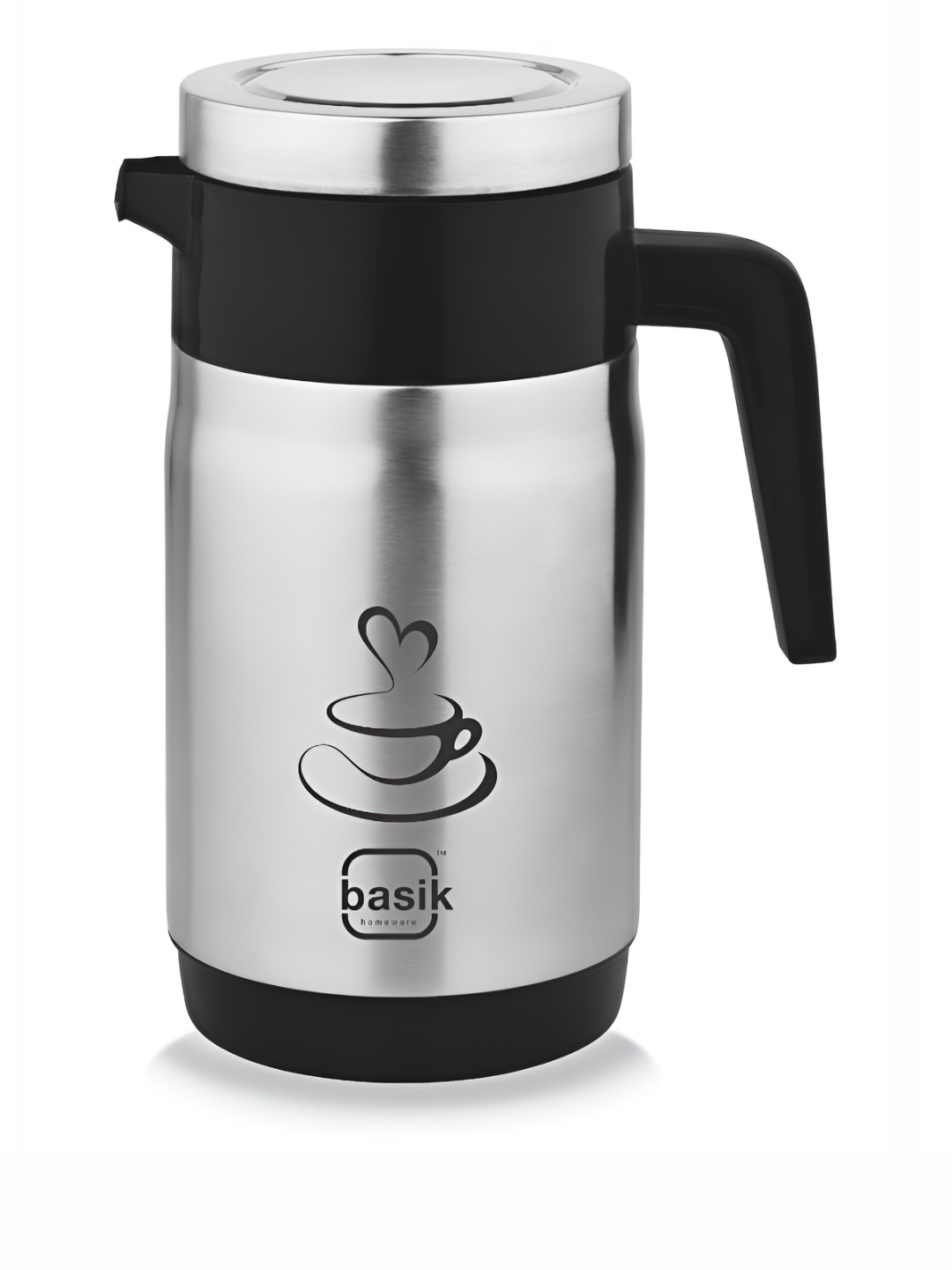 

BASIK Silver Toned & Black Stainless Steel Water Bottle 1.2 L