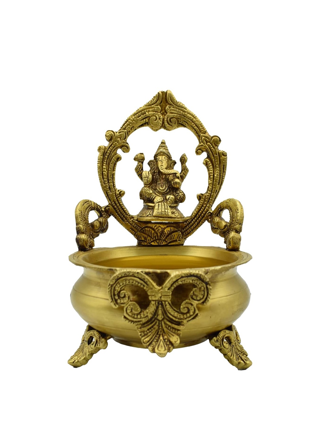 

PujaNPujari Gold Toned Textured Ganesh Urli Decorative Bowl