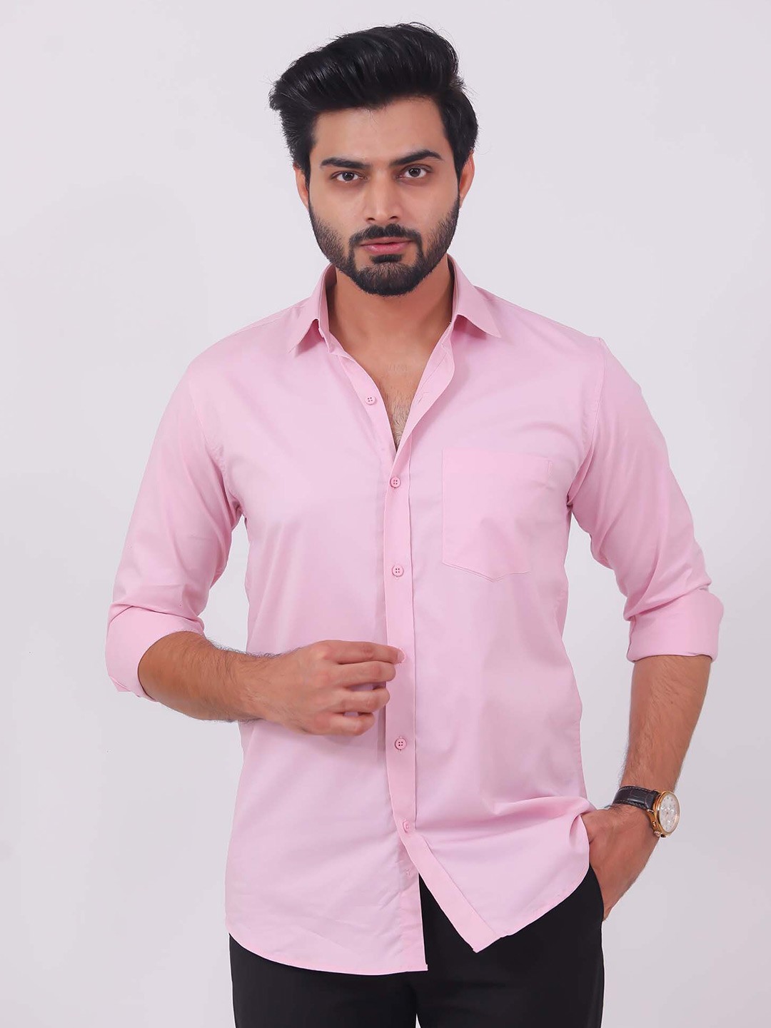 

BLUEBIRD Spread Collar Classic Formal Shirt, Pink