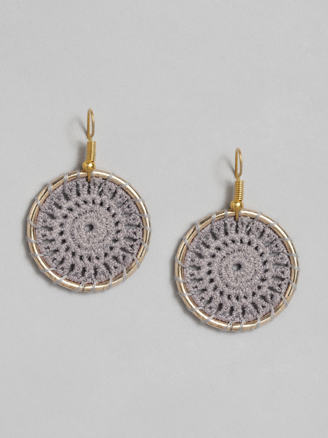 

Sangria Gold-Plated Circular Drop Earrings, Grey