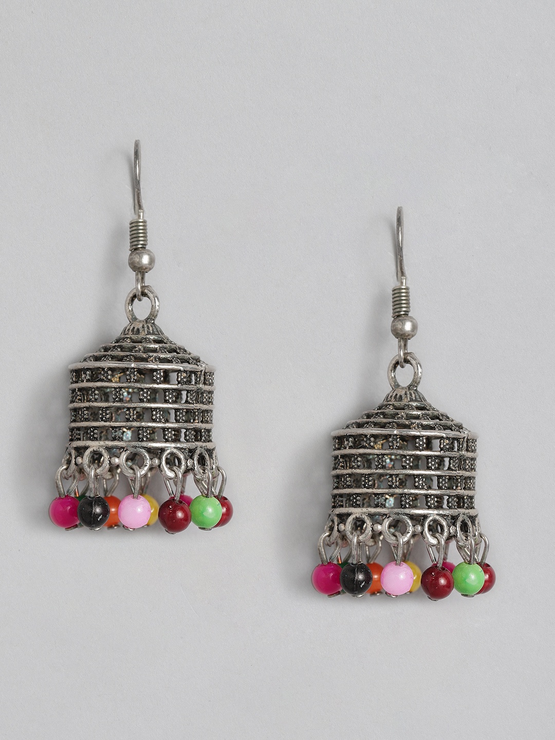 

Sangria Silver-Plated Dome Shaped Drop Earrings, Multi