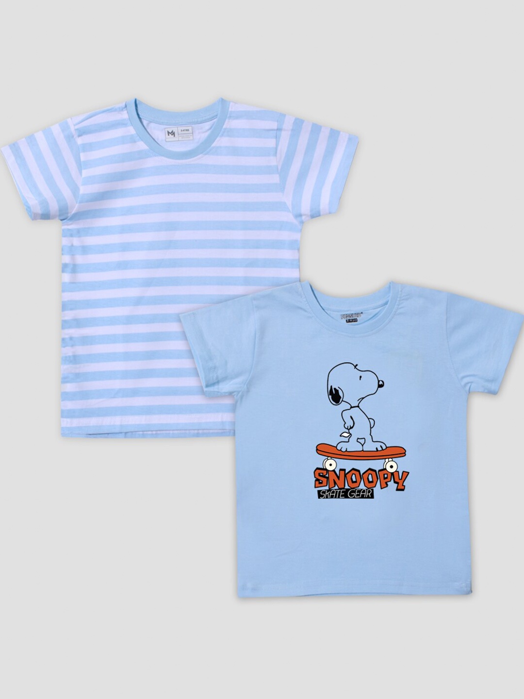 

Minute Mirth Boys Striped Pure Cotton T-shirt, Blue