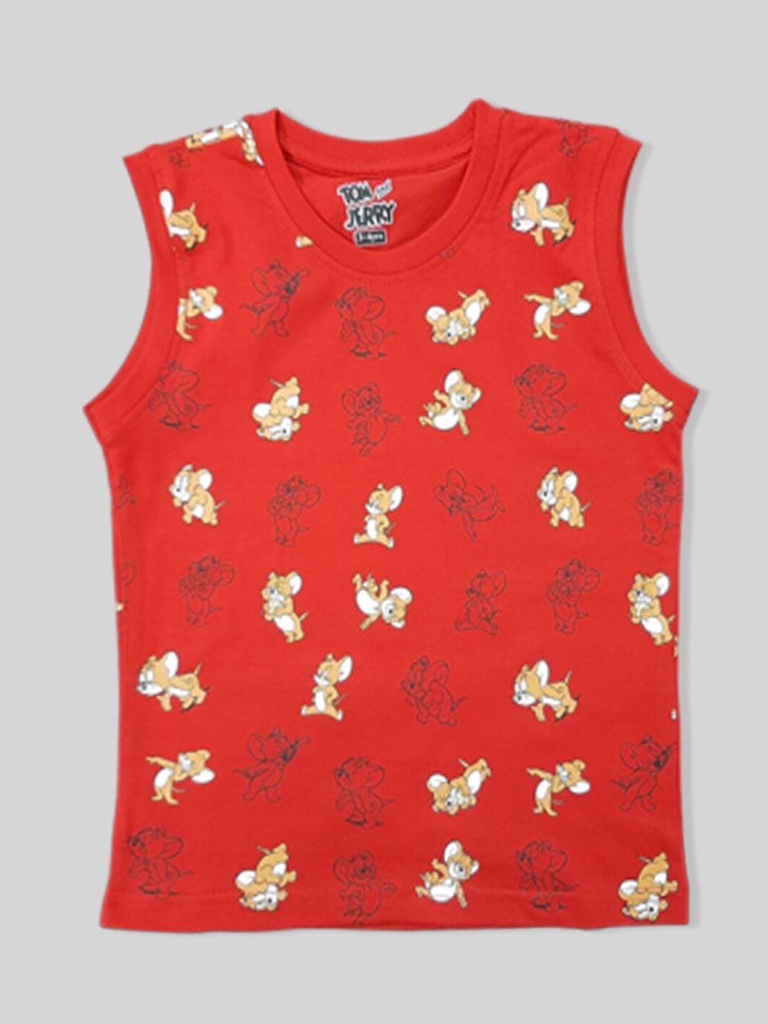 

Minute Mirth Boys Tom & Jerry Printed Pure Cotton T-shirt, Red