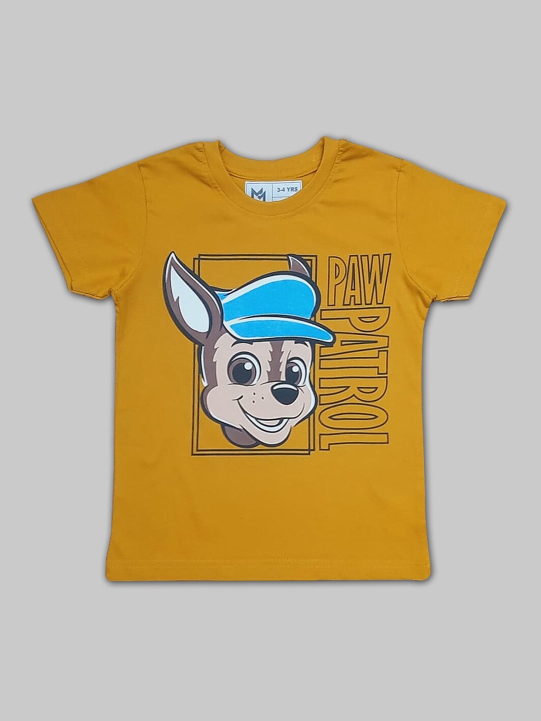 

Minute Mirth Boys Graphic Paw Patrol Printed Pure Cotton T-shirt, Mustard