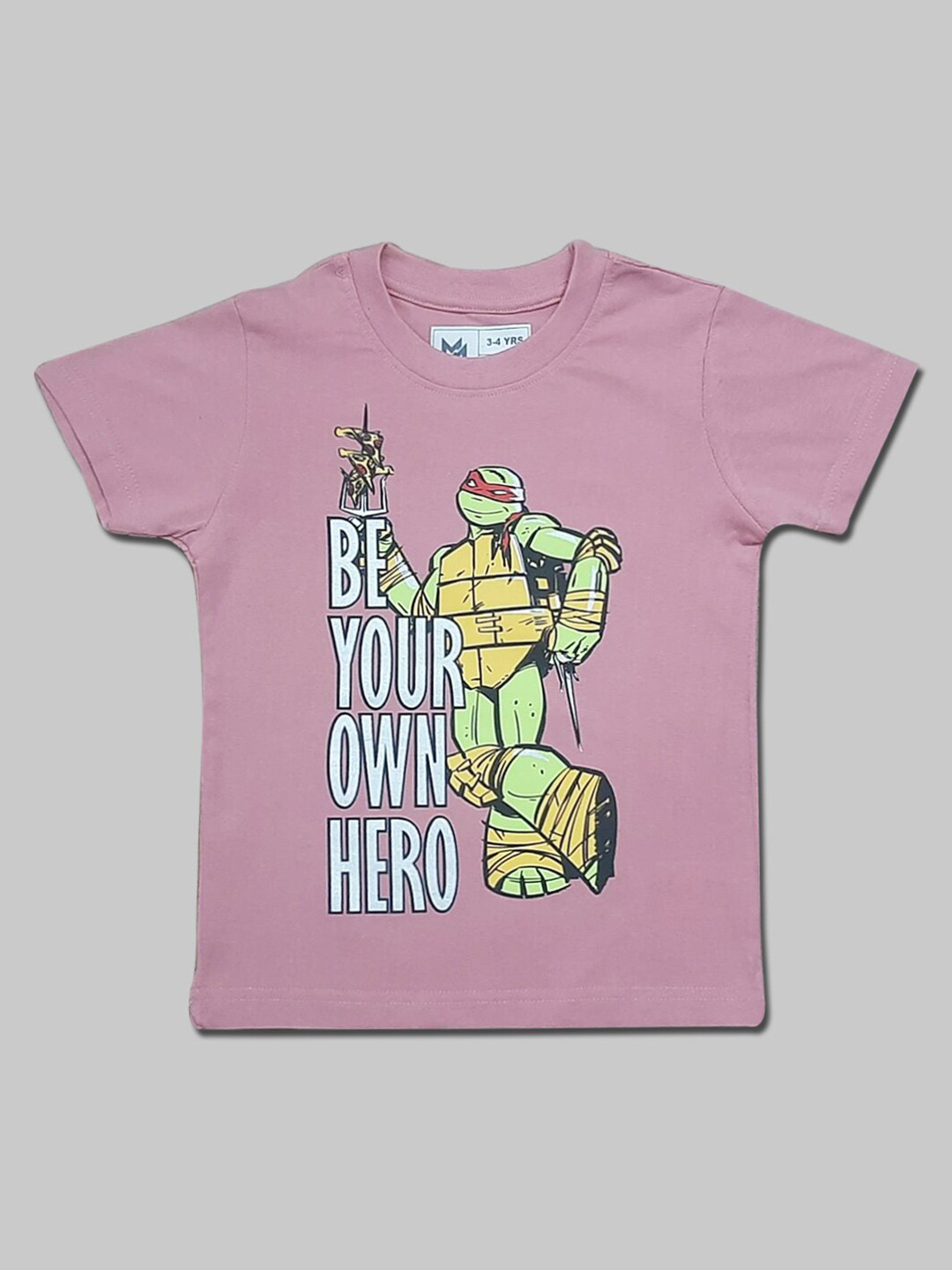 

Minute Mirth Boys Mutant Ninja Turtles Printed Pure Cotton T-shirt, Pink