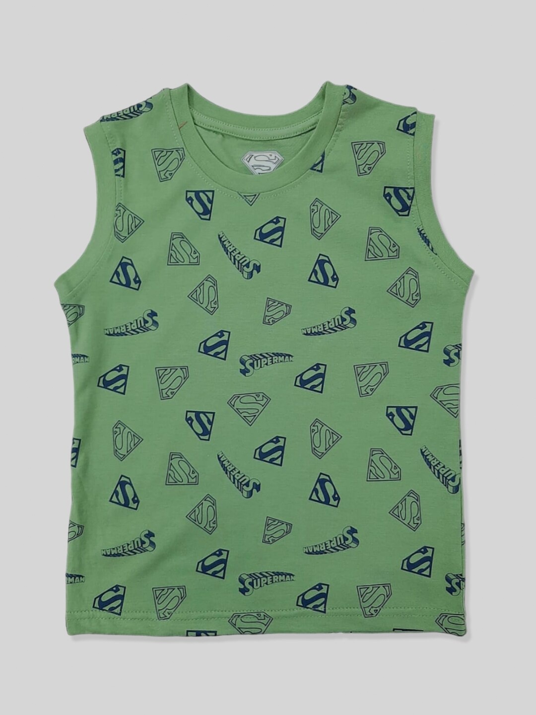 

Minute Mirth Boys Superman Printed Pure Cotton T-shirt, Green
