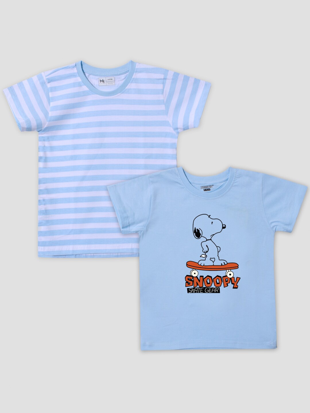 

Minute Mirth Infants Boys Striped Pure Cotton T-shirt, Blue