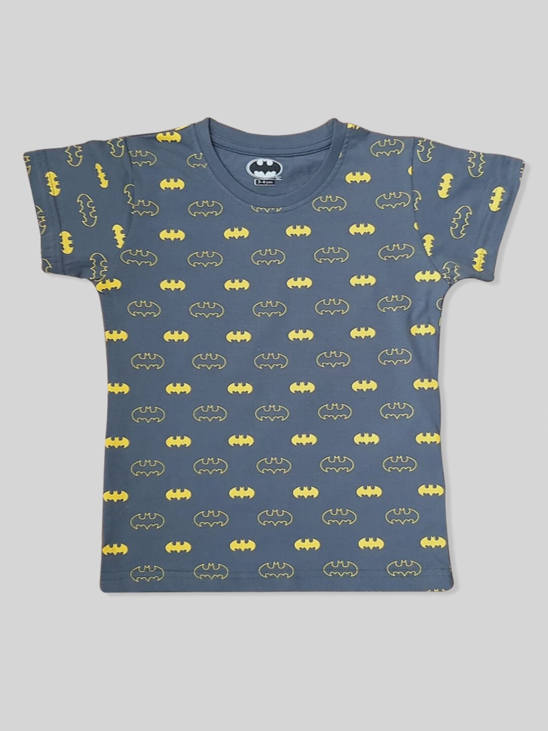 

Minute Mirth Boys Batman Printed Pure Cotton T-shirt, Grey