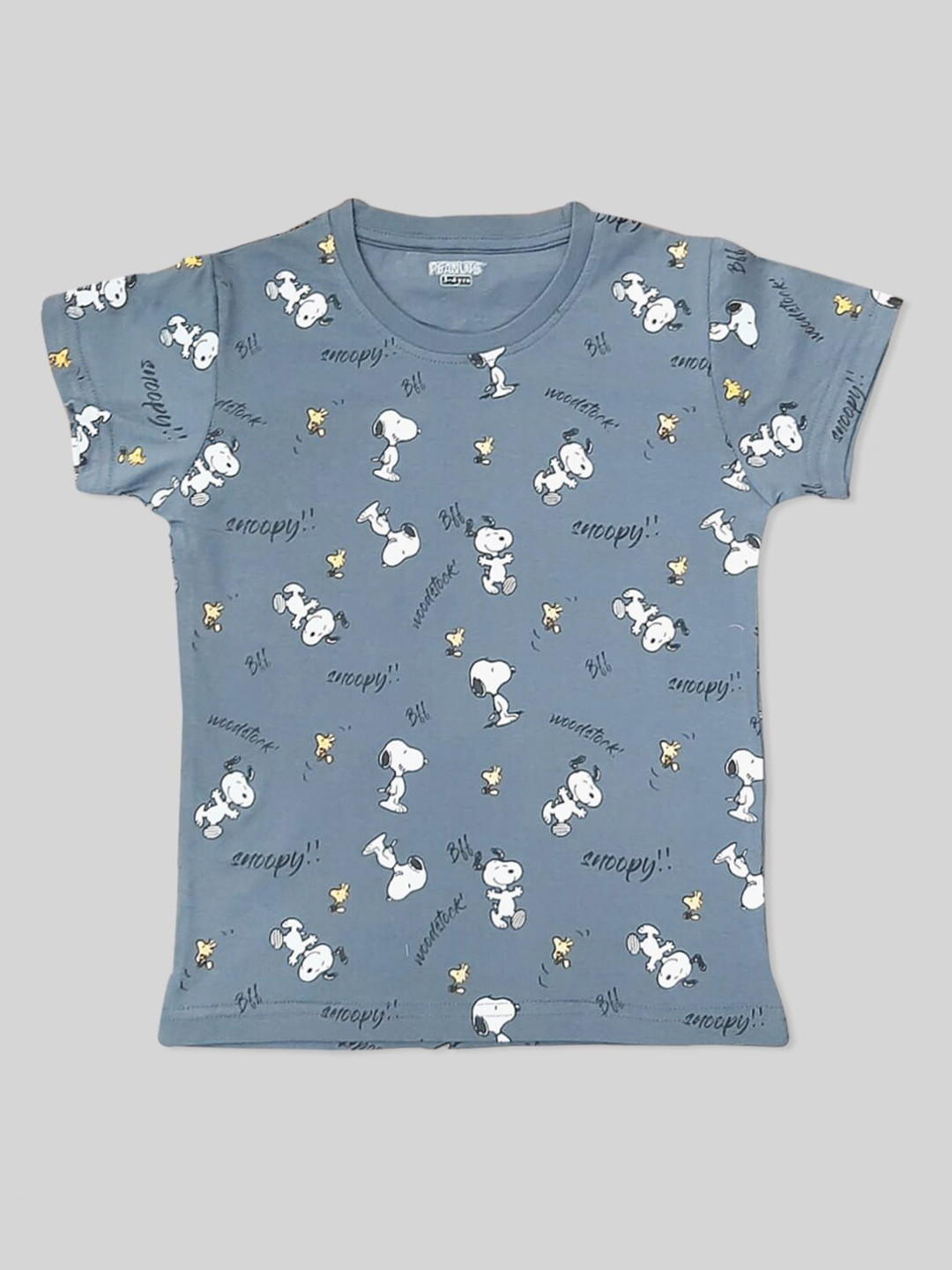

Minute Mirth Boys Snoopy Printed Pure Cotton T-shirt, Grey