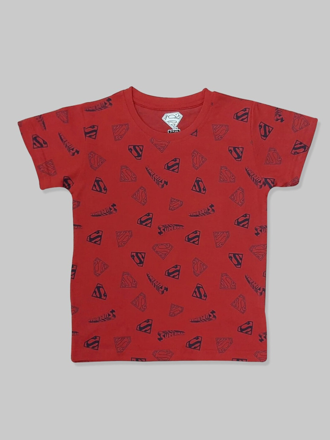 

Minute Mirth Boys Superman Printed Pure Cotton T-Shirt, Red