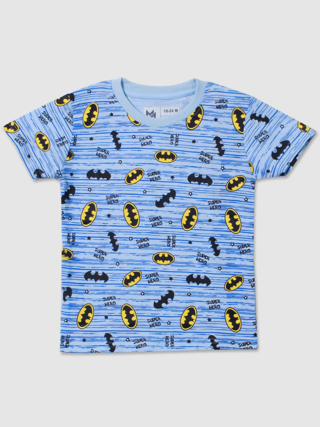 

Minute Mirth Boys Batman Printed Pure Cotton T-shirt, Blue