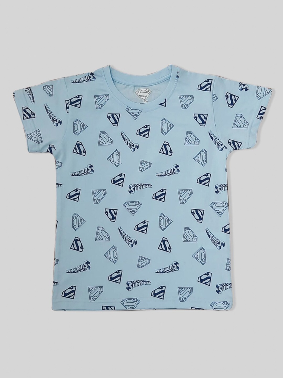 

Minute Mirth Infants Boys Superman Printed Pure Cotton T-shirt, Blue