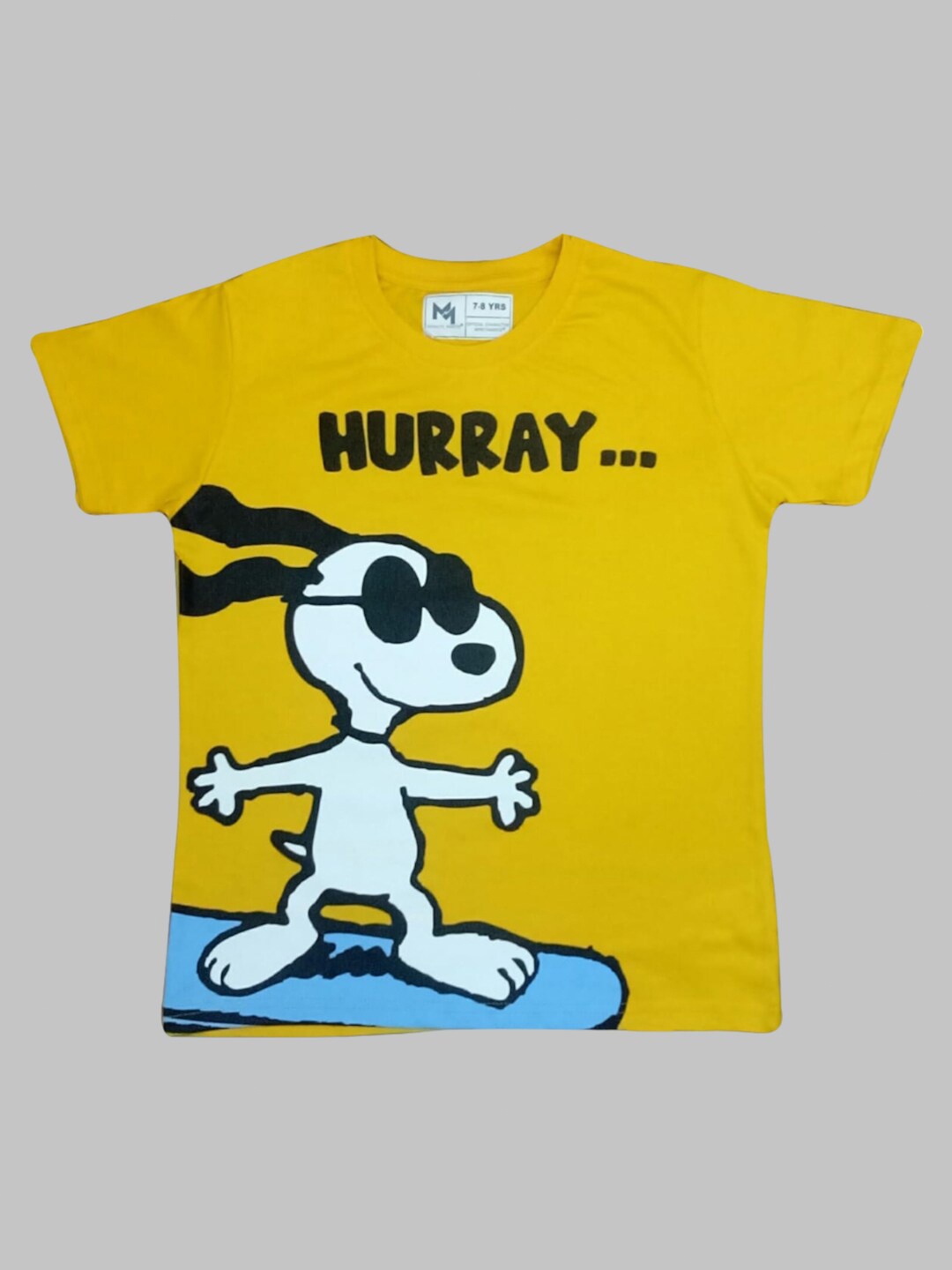 

Minute Mirth Boys Snoopy Printed Pure Cotton T-shirt, Yellow