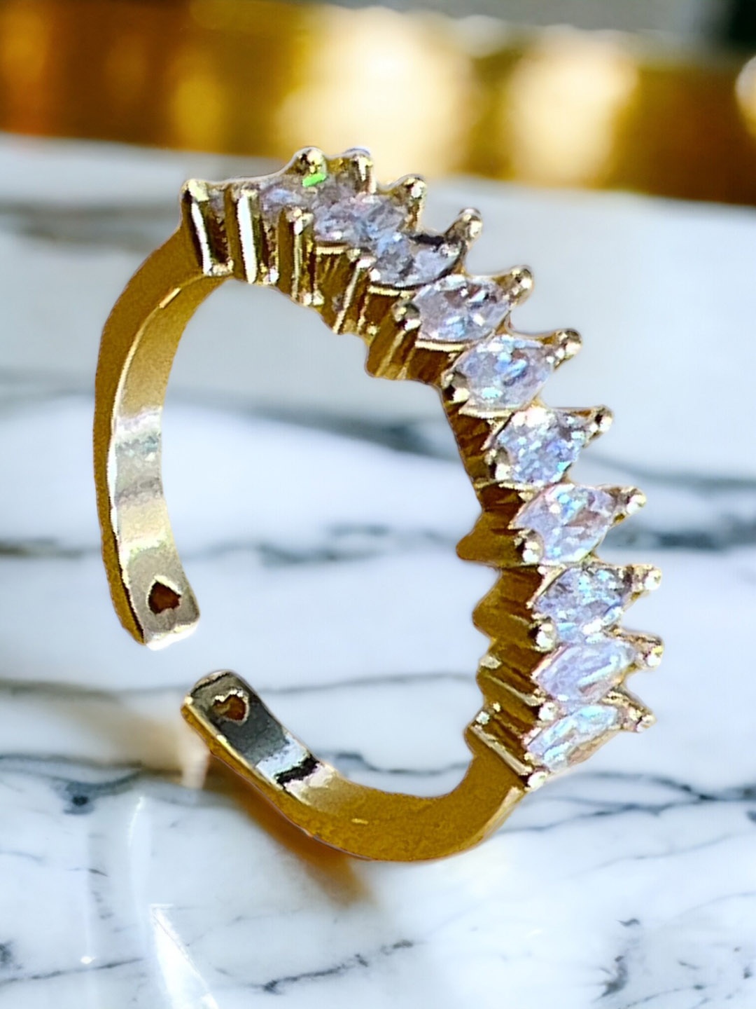 

MYKI Gold-Plated CZ-Studded Finger Ring