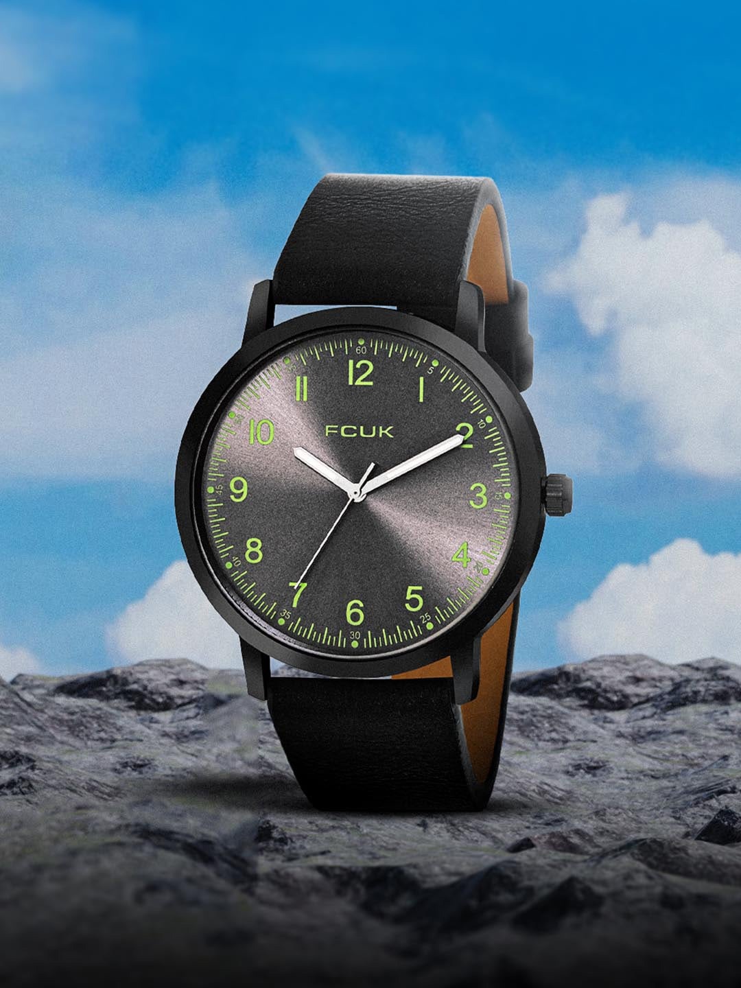 

FCUK Men Printed Dial & Leather Straps Analogue Watch FK00033B, Grey