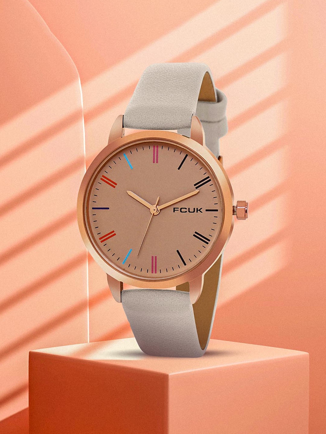 

FCUK Women Printed Dial & Leather Straps Analogue Watch FK00038B, Beige