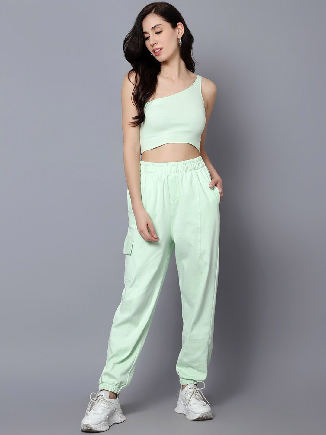 

DIAZ One Shoulder Top With Joggers Co-Ords, Lime green
